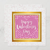 Modern Roze Roze Bloemenhart Romantische Valentijn Kaart (Voorkant / Achterkant)