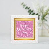 Modern Roze Roze Bloemenhart Romantische Valentijn Kaart (Staand voorkant)