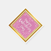 Modern Roze Roze Bloemenhart Romantische Valentijn Servet (Hoek)