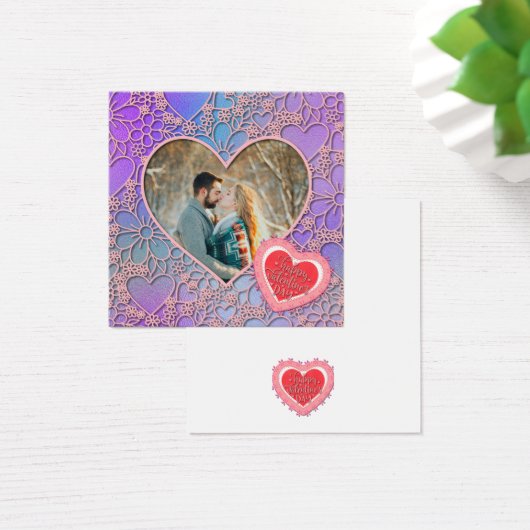 Modern Roze Roze Bloemenhart Romantische Valentijn Vierkante Visitekaartjes (Bureau)