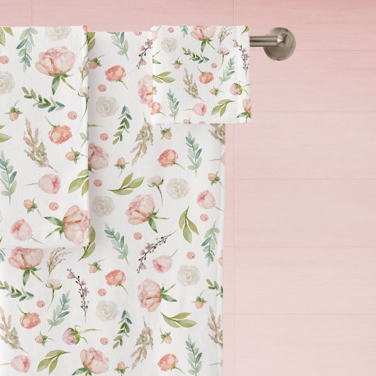 Modern Roze Roze Bud Bloem Patroon Bad Handdoek