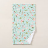 Modern Roze Roze Bud Mint Streep Patroon Bad Handdoek (Handdoek)