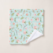 Modern Roze Roze Bud Mint Streep Patroon Bad Handdoek (Wasdoekje)