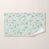 Modern Roze Roze Bud Mint Streep Patroon Bad Handdoek (Handdoek)