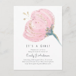 Modern roze roze glitter is een meisje Baby shower Briefkaart