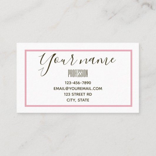 Modern roze roze roze stijlvol visitekaartje (Achterkant)