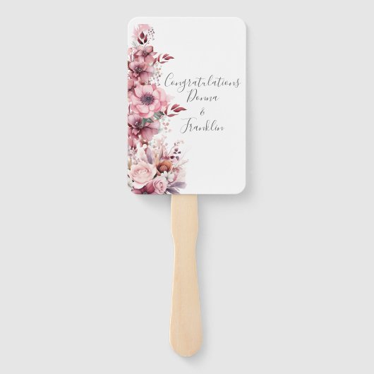 Modern Roze Roze Roze Trouwprogramma Handwaaier (Achterkant)