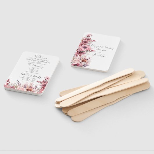 Modern Roze Roze Roze Trouwprogramma Handwaaier (Niet-gemonteerd)