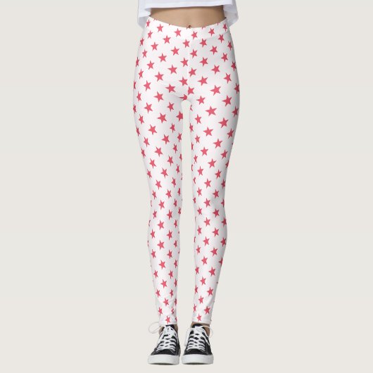 Modern Roze Roze Stars Patroonsport Team Leggings (Voorkant)