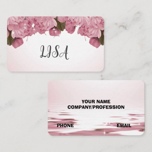 Modern roze rozen design visitekaartje (Voorkant / Achterkant)