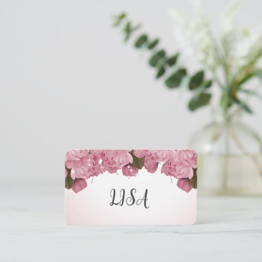 Modern roze rozen design visitekaartje (Staand voorkant)