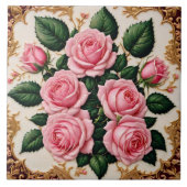 Modern Roze Rozen Mooi Collectie Tegeltje (Voorkant)