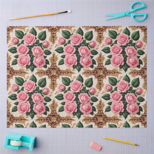 Modern Roze Rozen Mooi Collectie Tissuepapier (Craft)