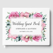 Modern Roze Rozen Orchidee Bloemen Waterverf Bruil Gastenboek (Voorkant)
