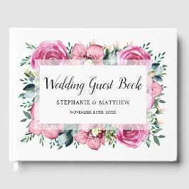 Modern Roze Rozen Orchidee Bloemen Waterverf Bruil Gastenboek