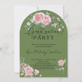 Modern roze rozen script foto afstuderen kaart (Voorkant)