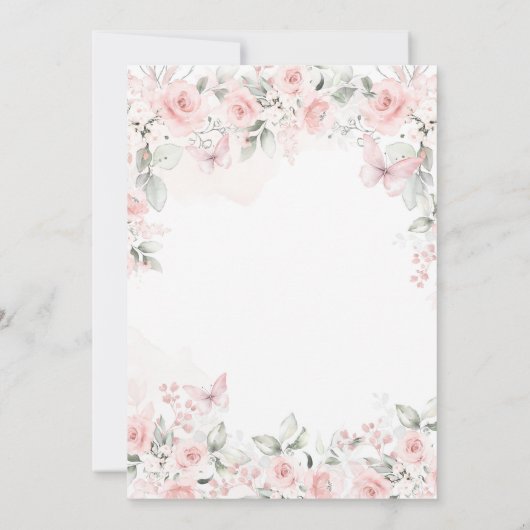 Modern Roze Rozen Vlinder Vrijgezellenfeest Kaart