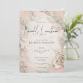 Modern Roze Satijn Borduurwerk Glam Bridal Luncheo Kaart (Staand voorkant)