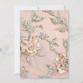 Modern Roze Satijn Borduurwerk Glam Bridal Luncheo Kaart (Achterkant)