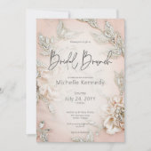 Modern Roze Satijn Borduurwerk & Glam Bruidsbrunch Kaart (Voorkant)