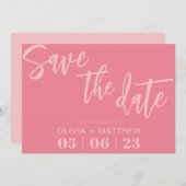 Modern Roze Save The Date (Voorkant / Achterkant)