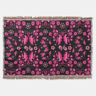 Modern roze Scandinavisch bloemenpatroon Deken