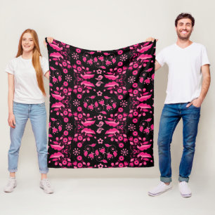 Modern roze Scandinavisch bloemenpatroon Fleece Deken