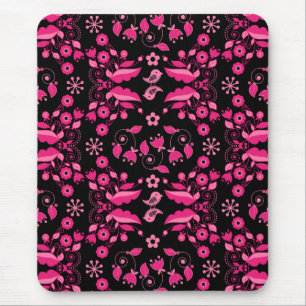 Modern roze Scandinavisch bloemenpatroon Muismat
