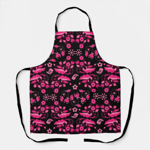 Modern roze Scandinavisch bloemenpatroon Schort