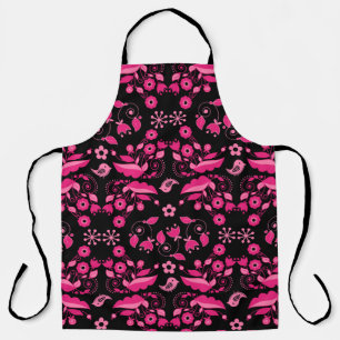 Modern roze Scandinavisch bloemenpatroon Schort