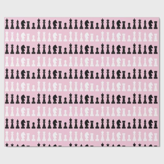 Modern Roze Schaakstuk Spelpatroon Cadeaupapier (Vlak)