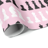 Modern Roze Schaakstuk Spelpatroon Cadeaupapier (Rol Hoek)