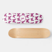 Modern Roze Schattige Vlinderpatroon Monogram Persoonlijk Skateboard (Horizontaal)