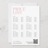 Modern Roze Schoonheid prijslijst Menu Small Busin (Voorkant)