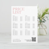Modern Roze Schoonheid prijslijst Menu Small Busin (Staand voorkant)