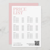 Modern Roze Schoonheid prijslijst Menu Small Busin (Voorkant / Achterkant)