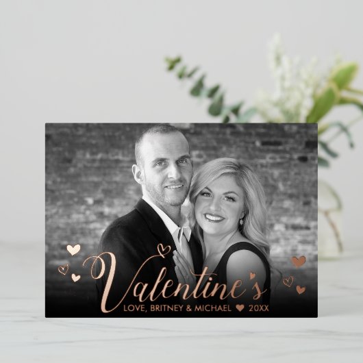 Modern roze script camera's zwart witte foto folie feestdagenkaart (Staand Voorkant)