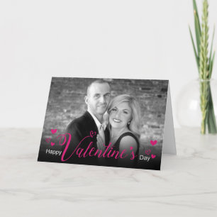 Modern roze script camera's zwart witte foto kaart