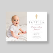 Modern Roze Script Cross Girl Fotodoop Kaart