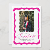 Modern roze script foto afstudeerfeest kaart (Voorkant)