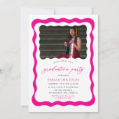 Modern roze script foto afstudeerfeest kaart (Achterkant)