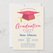 Modern Roze Script Graduation Party Kaart (Voorkant)