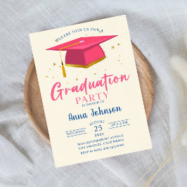 Modern Roze Script Graduation Party Kaart