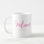 Modern Roze Script met namen Moederdag Mum Koffiemok (Links)