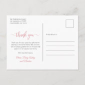 Modern roze script pasgeboren Baby foto dank u Briefkaart (Achterkant)