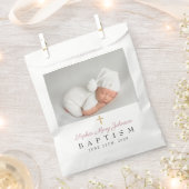 Modern Roze Script Photo Baptism Favor Bag Bedankzakje (Geknipt)