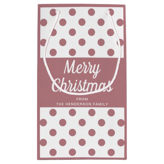 Modern roze script Vrolijk kerstfeest Klein Cadeauzakje (Achterkant)