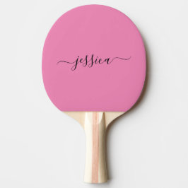 Modern roze scriptnaam pingpongpeddel tafeltennisbatje