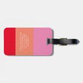 Modern Roze Sinaasappel 3 Letter Monogram Aangepas Bagagelabel (Achterkant horizontaal)