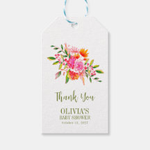 Modern Roze Sinaasappel Bloemen Baby shower Custom